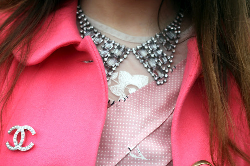 chanel 2012 paris fashion week street style jeffrey campbell coral asos coat chanel accessories tren